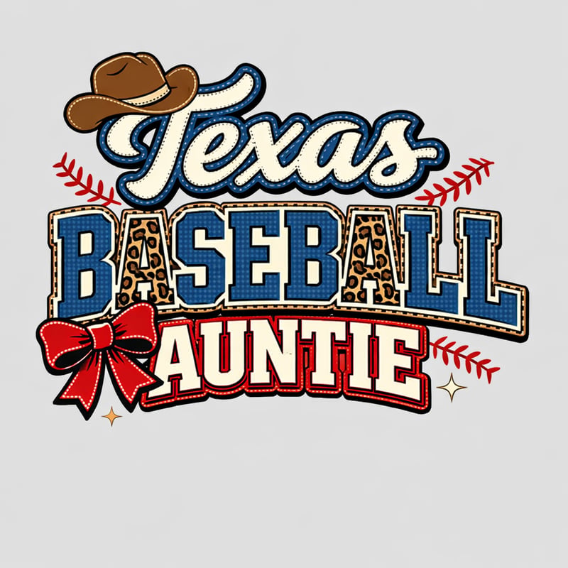 Texas Baseball Auntie Retro T-Shirt Design