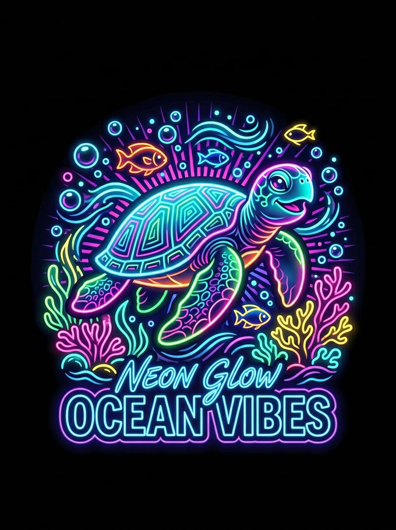 Neon Sea Turtle T-Shirt Design