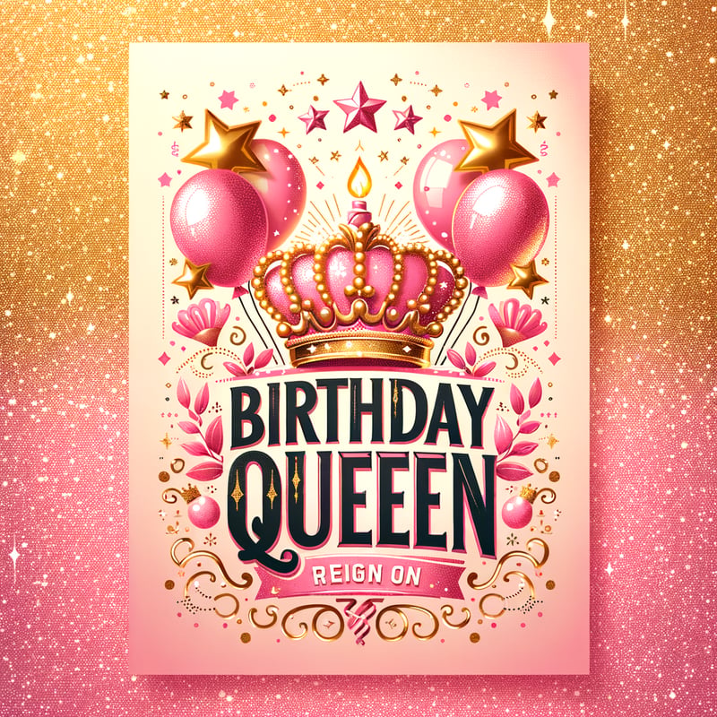 Pink Gold Birthday Queen Design