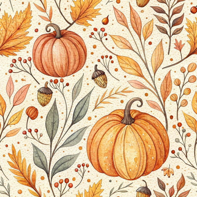 Watercolor Autumn Pumpkins Pattern