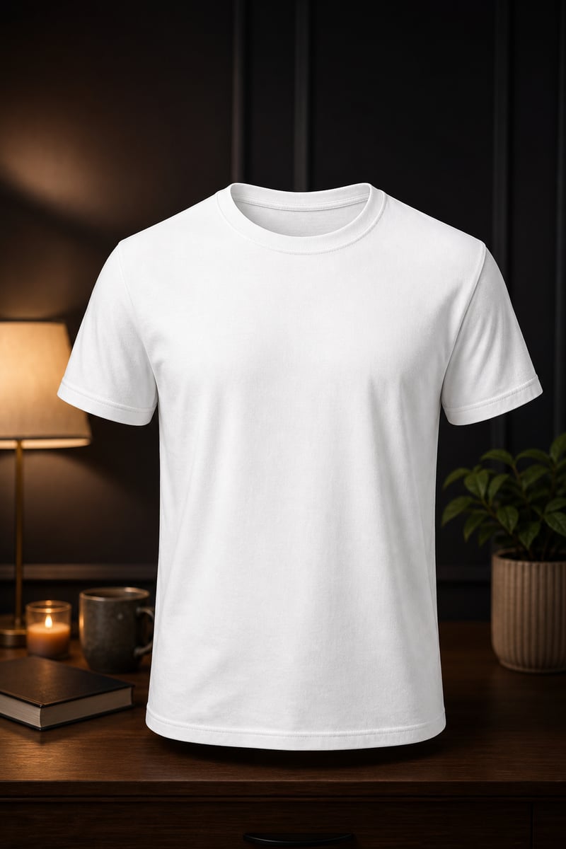 3D Ghost Mannequin White T-Shirt Mockup