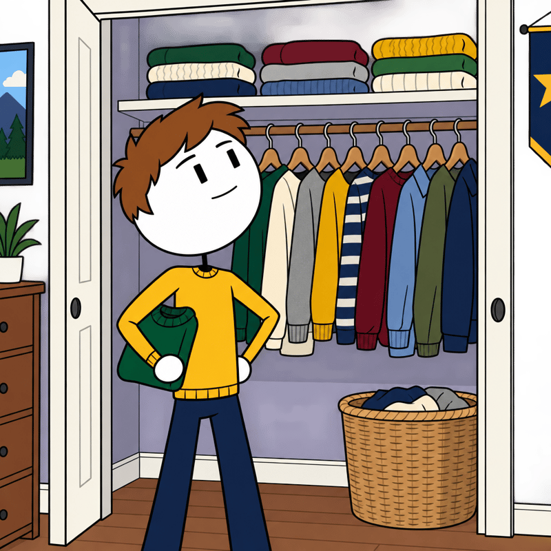 Flat 2D Cartoon Closet Scene