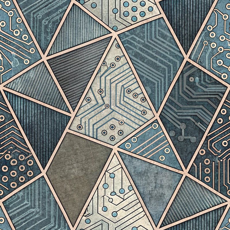 Seamless Angular Circuit Shard Pattern