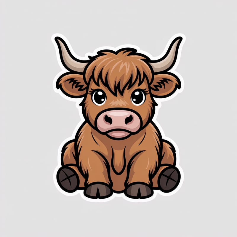 Charming Highland Cow Vector Art