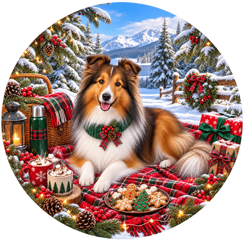Sable Shetland Sheepdog Holiday Circle