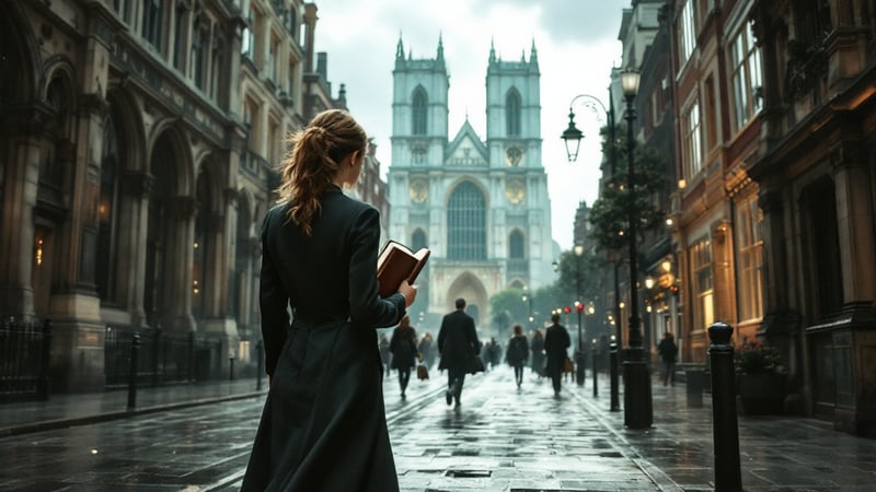 Cinematic Woman at Westminster Abbey
