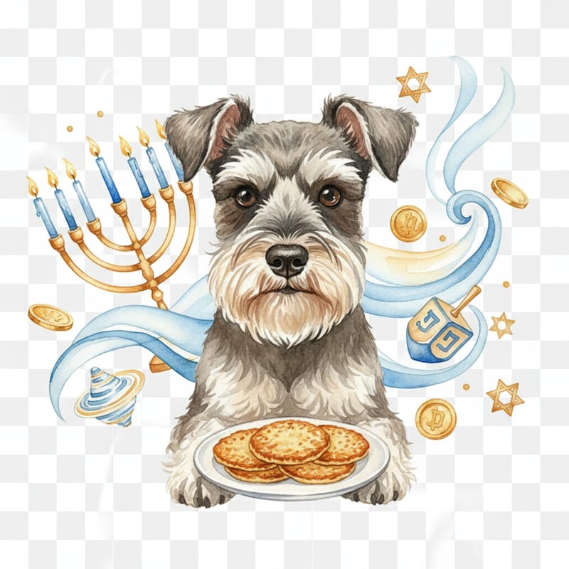 Miniature Schnauzer with Hanukkah Latkes
