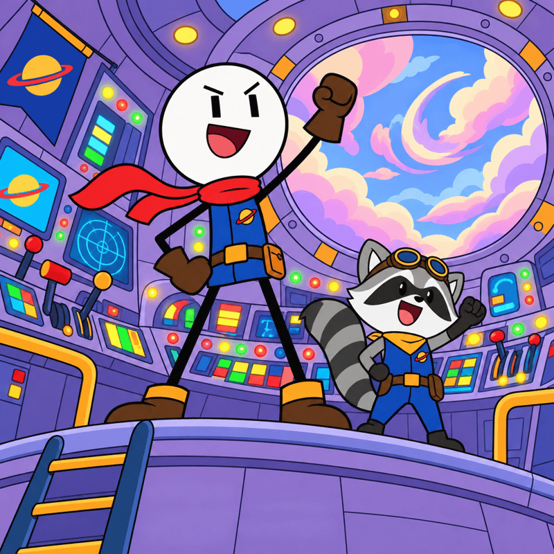 Flat 2D Raccoon Operator at Panel
