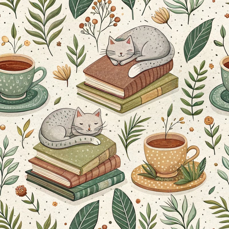 Cozy Cats and Tea Pattern