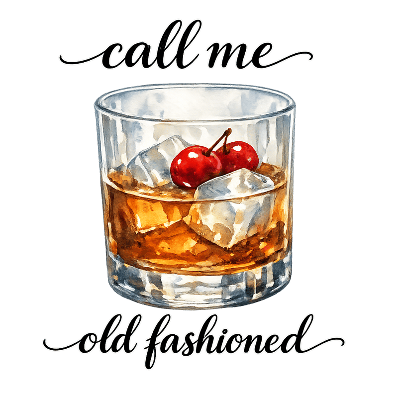 Watercolor Whiskey Glass with Cherries