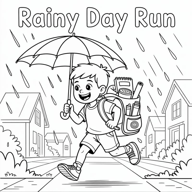 Noah's Rainy Day Run Coloring Page