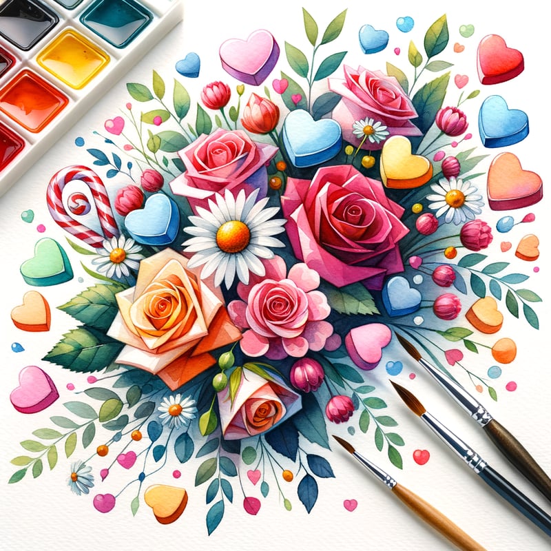 Valentine Floral Watercolor Bouquet