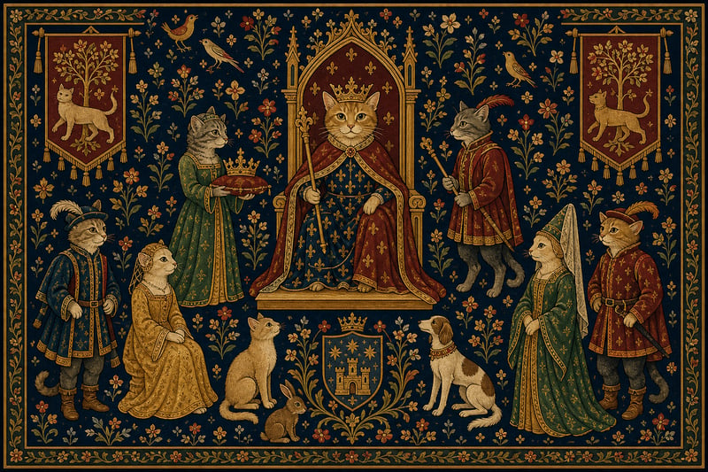 Elegant Medieval Millefleur Tapestry Design