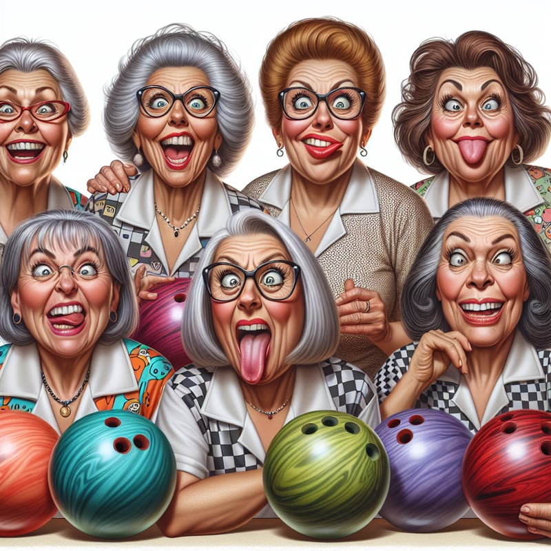 Quirky Older Women Bowling Fun