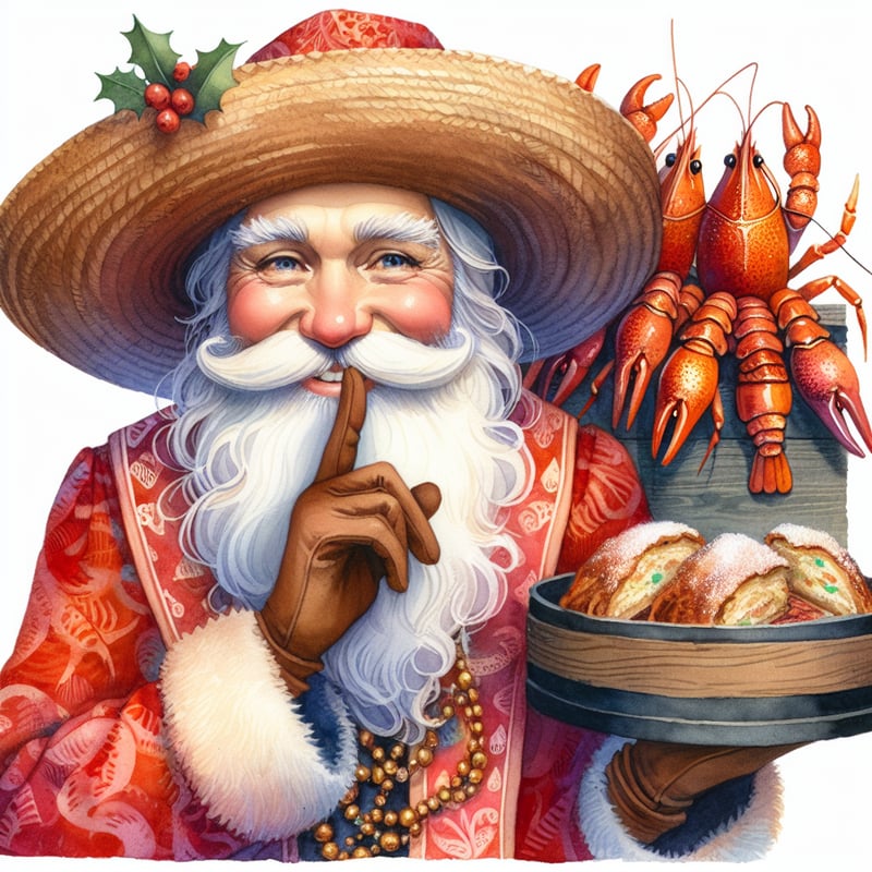 Cajun Santa Claus Watercolor Art