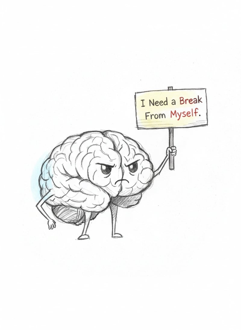 Brain Sketch Holding Protest Sign