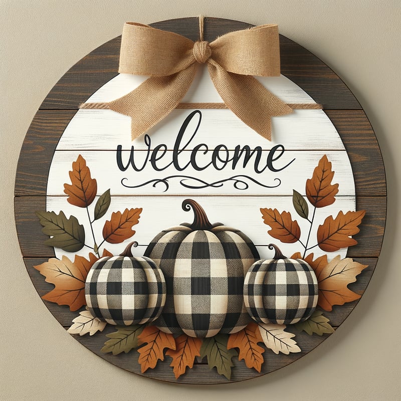 Rustic Wooden Fall Sign with Pumpkins