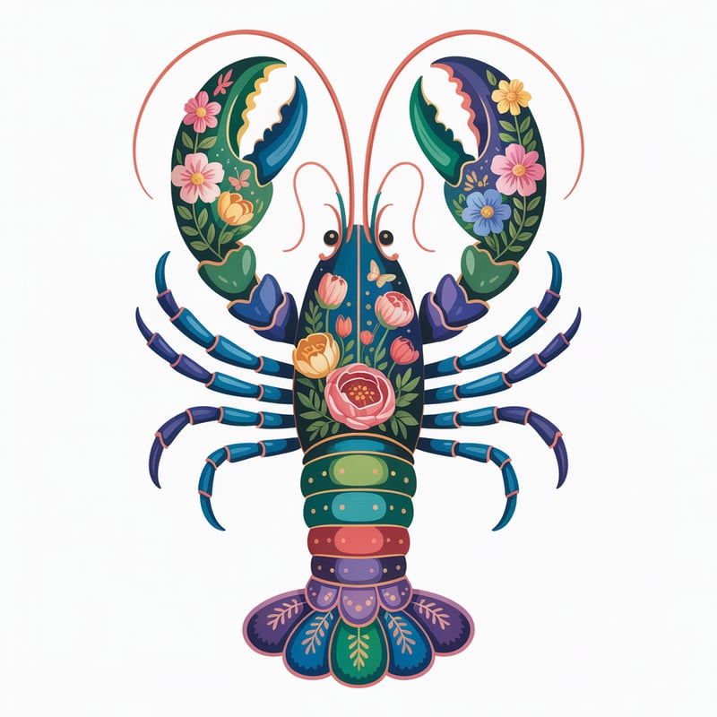 Boho Floral Lobster Design