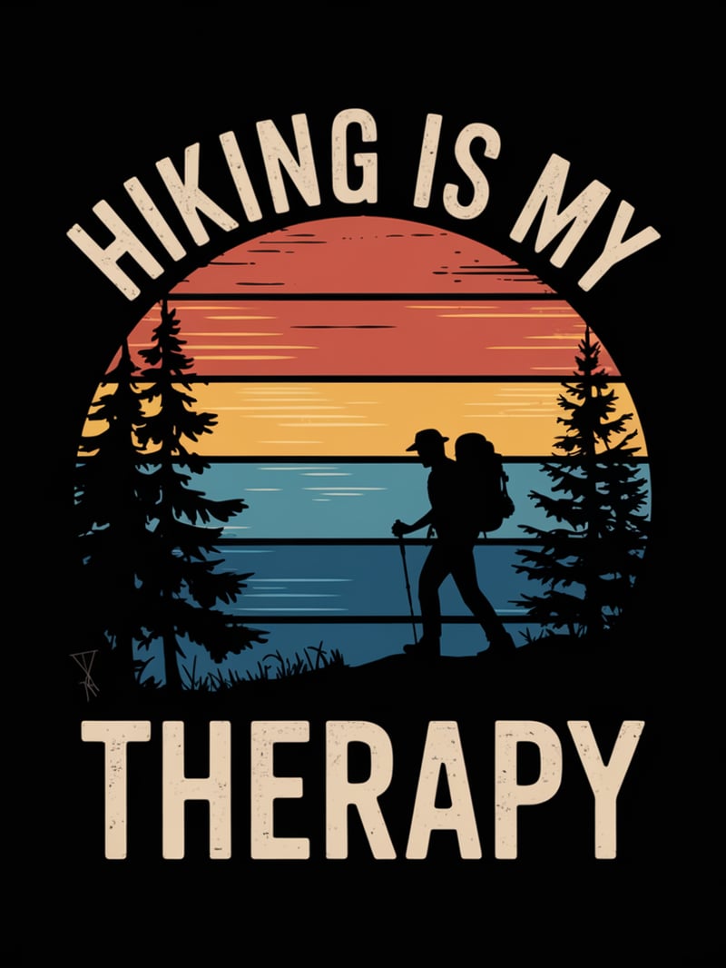 Vintage Hiking Silhouette Design