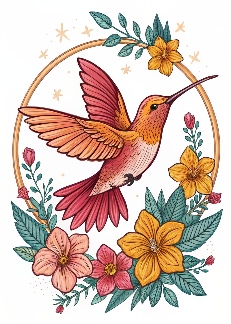 Bold Vector Hummingbird Illustration