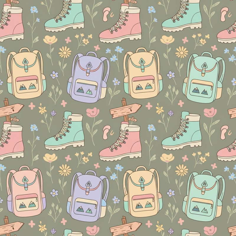 Pastel Hiking Gear Vector Pattern