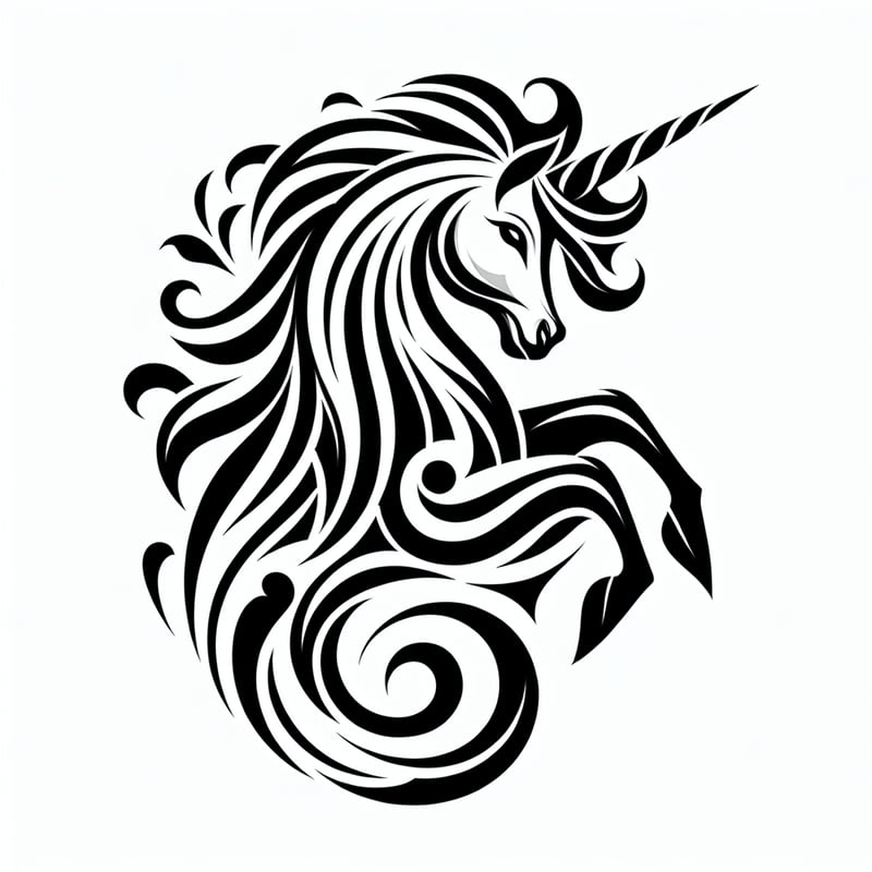 Elegant Black and White Unicorn Tattoo