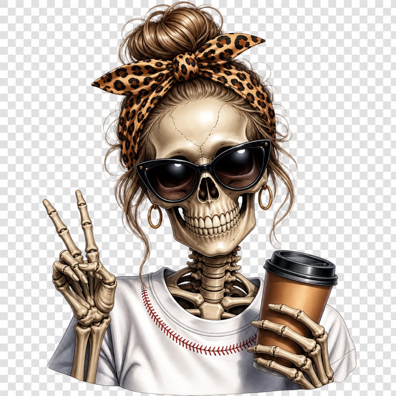 Detailed Colorful Skeleton Bust Portrait