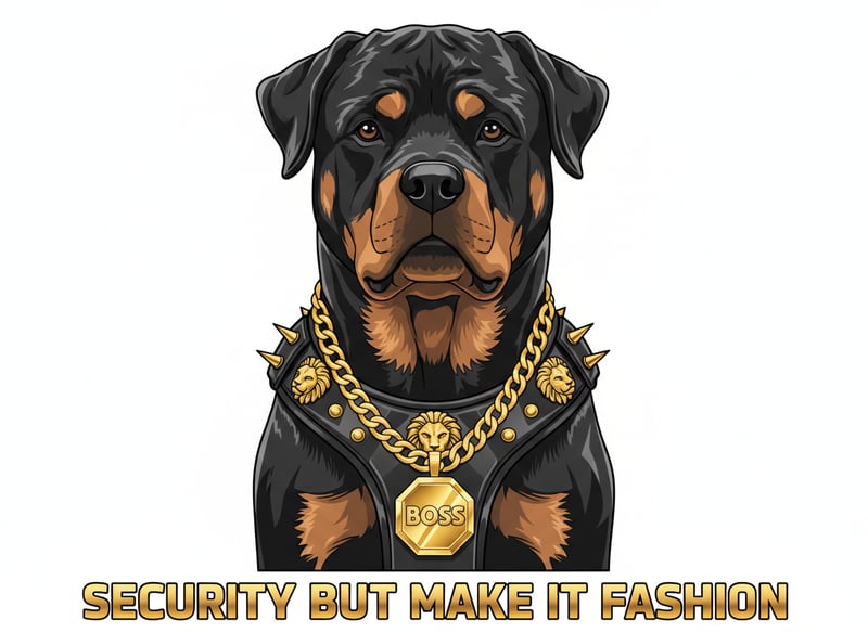Strong Rottweiler in Designer Harness