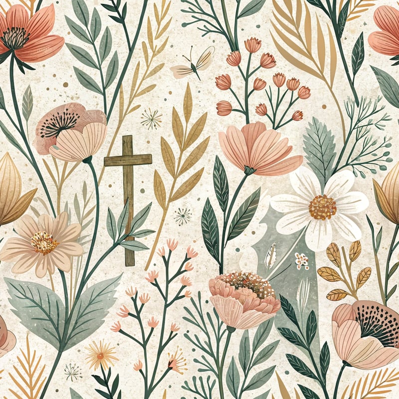 Retro Boho Floral Garden Pattern