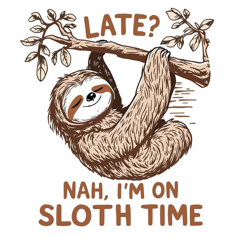 Lazy Sloth Retro Vector Illustration