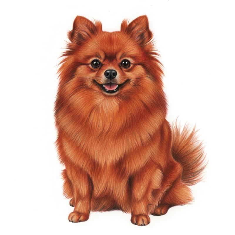 Realistic Red Pomeranian Drawing