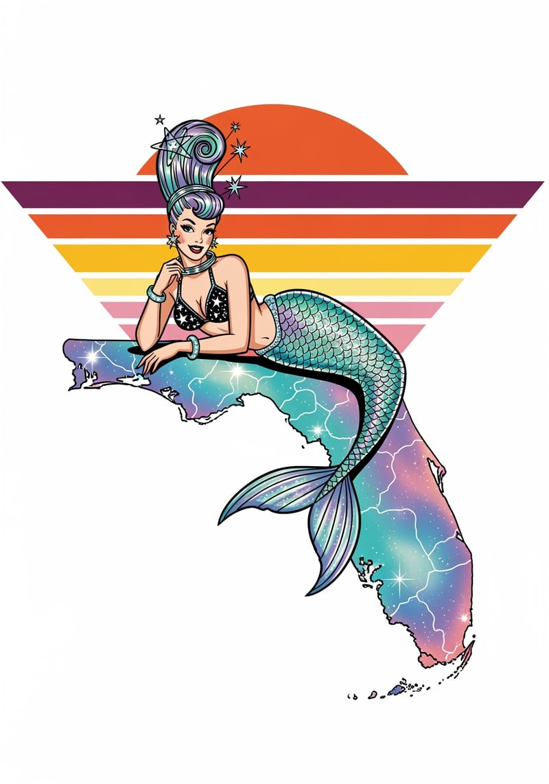 Midcentury Space-Mermaid Pinup Art