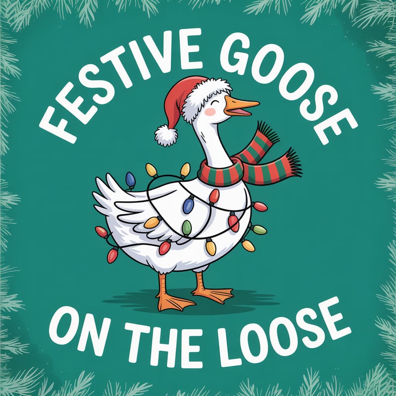 Festive Goose Cartoon Illustration