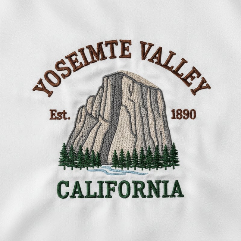Yosemite Valley Embroidered Fabric Design