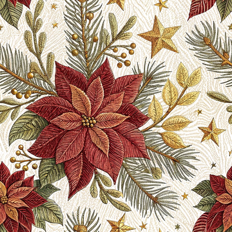 Embroidery Illusion Poinsettia Bouquet
