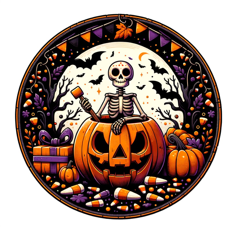 Cartoon Skeleton Halloween Sign