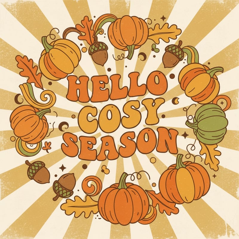 Retro 70s Hello Cosy Season Design