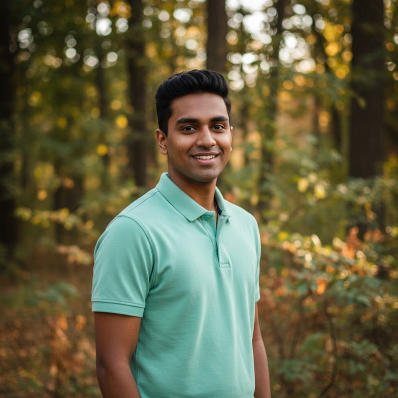 Young South Asian Man in Mint Polo