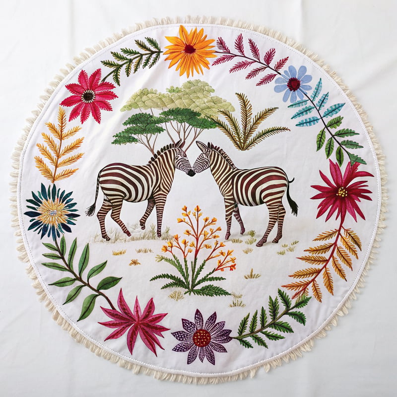 Centered Zebras in Colorful Savanna