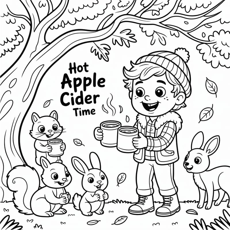Whimsical Autumn Coloring Page