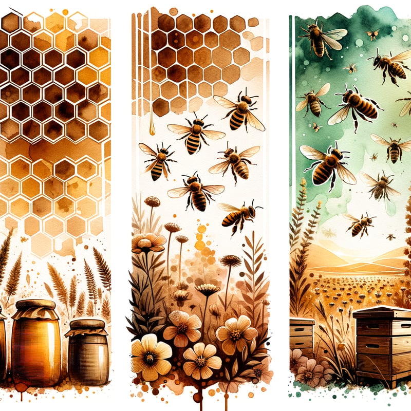 Watercolor Collage Celebrating Bees