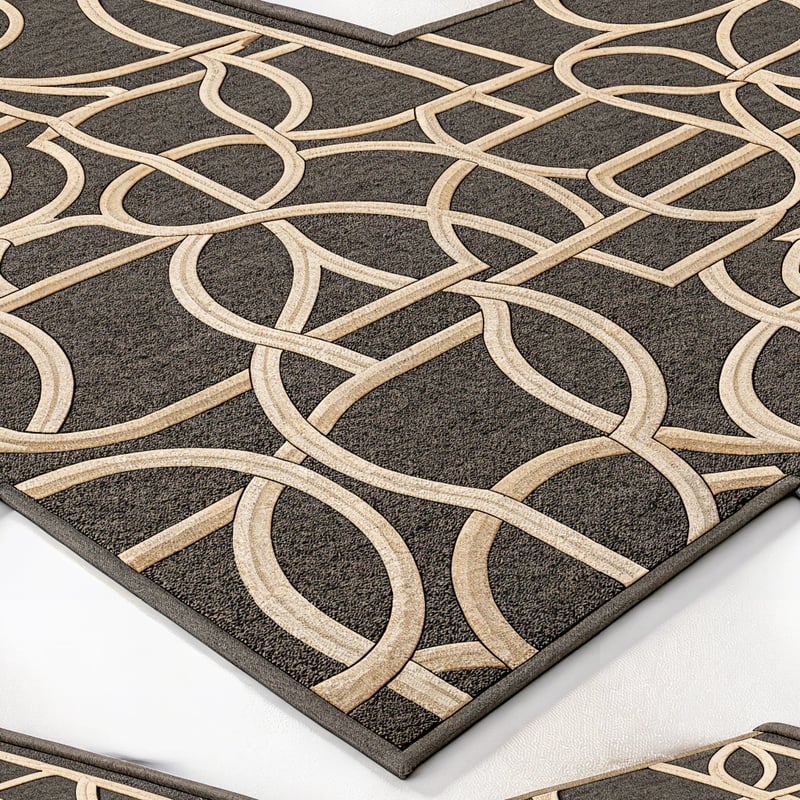 Minimal Geometric Charcoal & Oat Rug