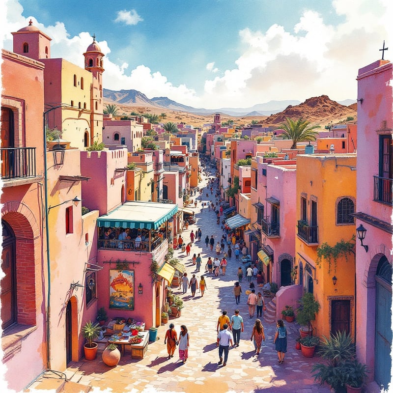 Vibrant Qatar Travel Poster Illustration