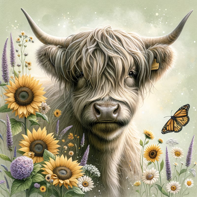 Whimsical Highland Cow Illustration