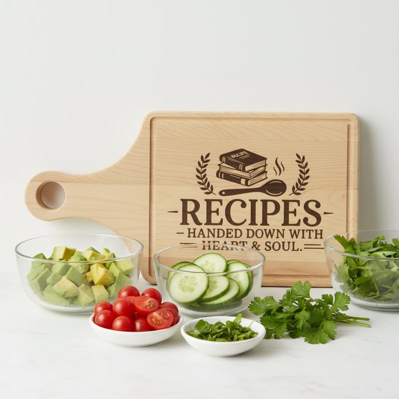 Engraved Cutting Board with Salad