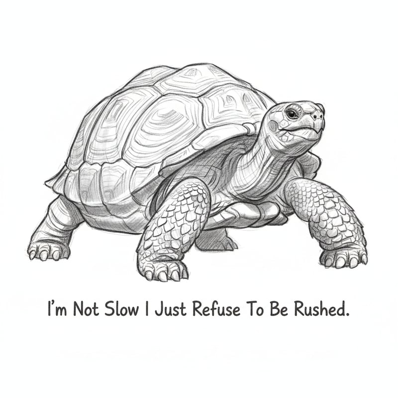 Turtle Illustration with Motivational Quote