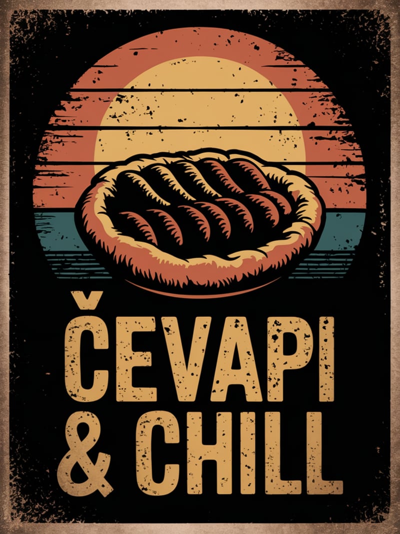 Retro Sunset Ćevapi Silhouette