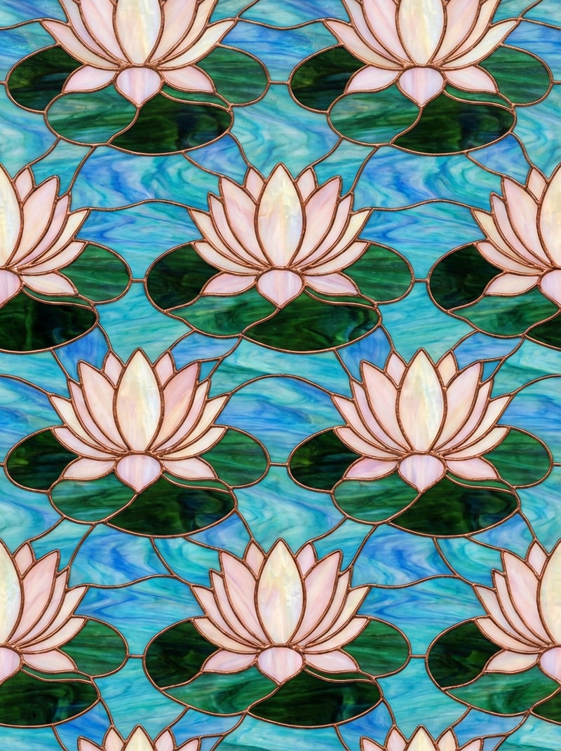 Seamless Stained Glass Lotus Design