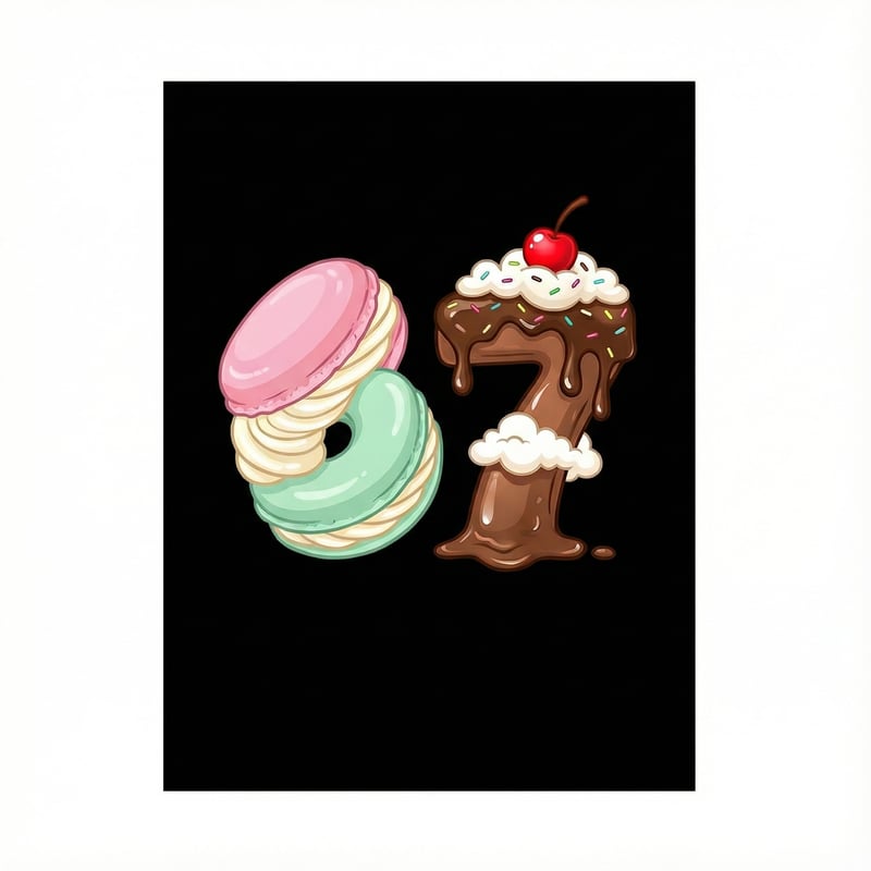 Playful T-Shirt Graphic with Macaron & Sundae