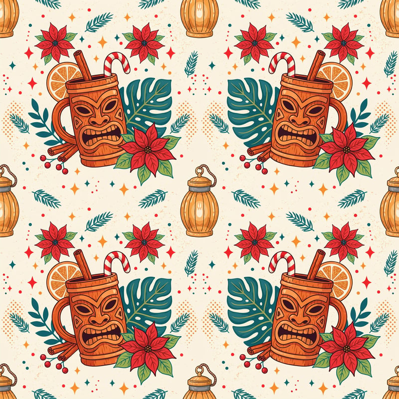 Retro Tiki Holiday Seamless Pattern